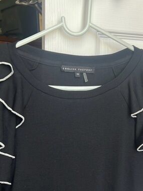 English Factory Black Ruffle-Trim Sweatshirt